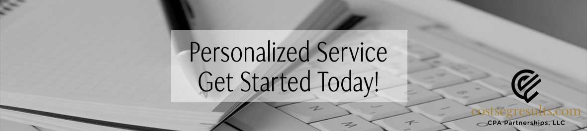 Call-to-action graphic for personalized cost segregation services with "Get Started Today" prompt